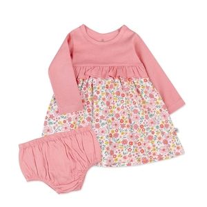 The Honest Company Girls' 100% Organic Cotton Long Sleeve Party Dress 6-9